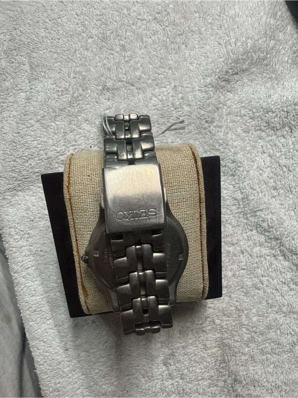 Seiko Titanium Watch with Black Dial and Silver Accents